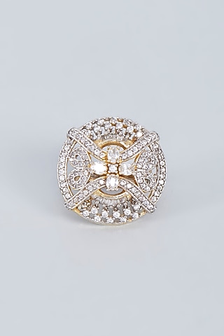 Gold Finish Zircon Ring by Fuschia Jewellery